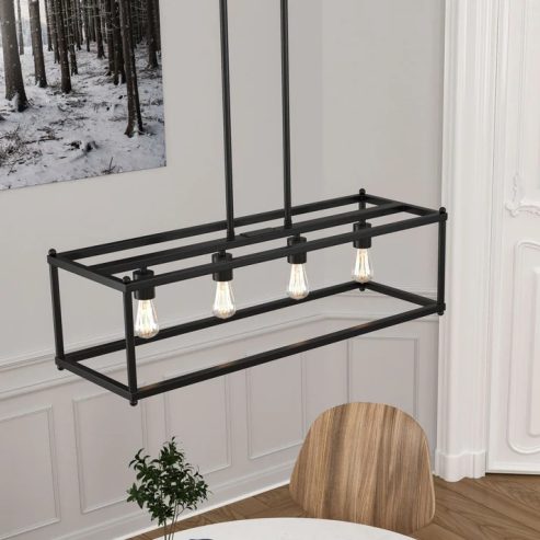 4-Light Linear Chandelier for Dining Room